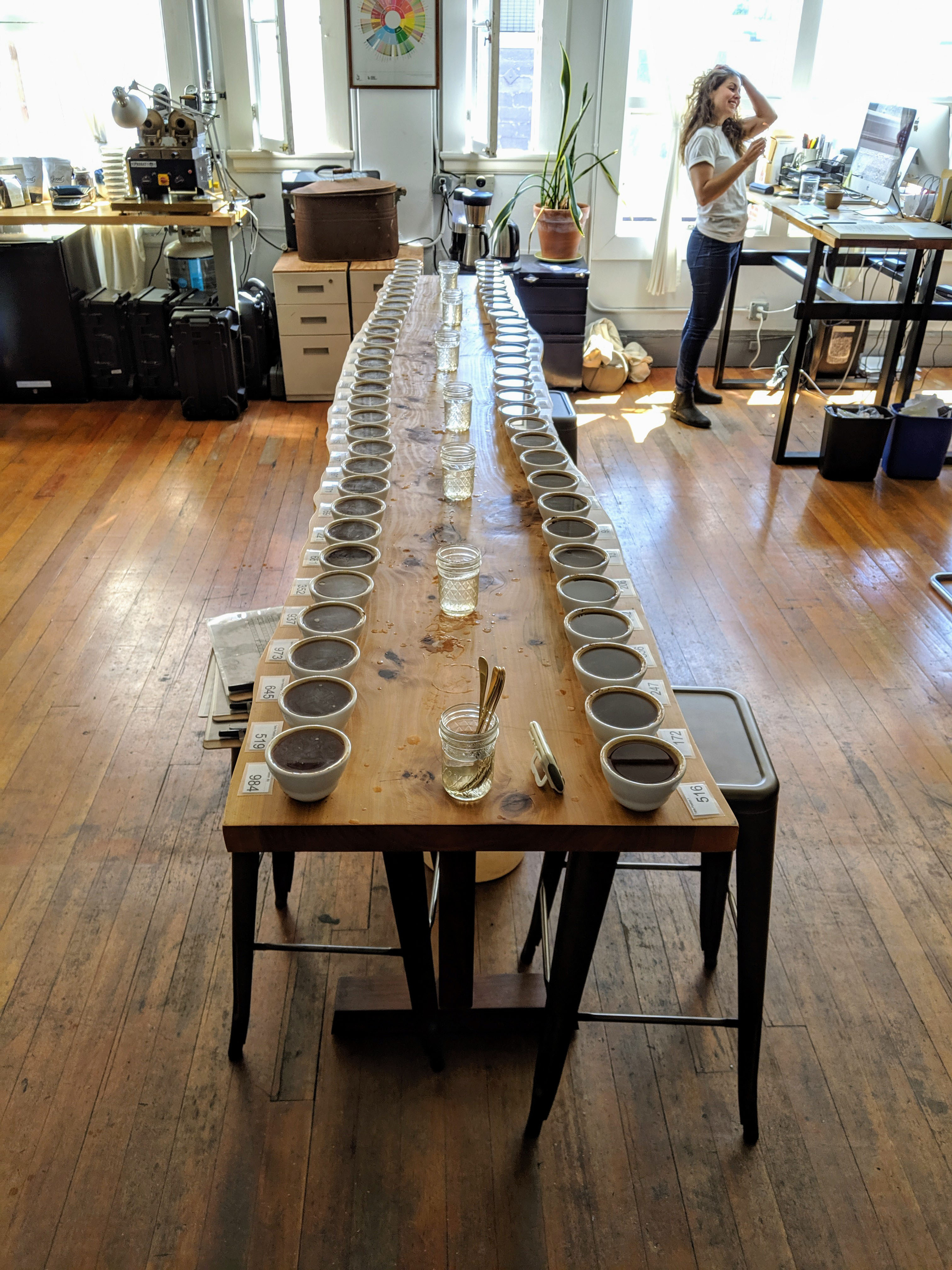 About to cup a large table in the Berkeley lab.